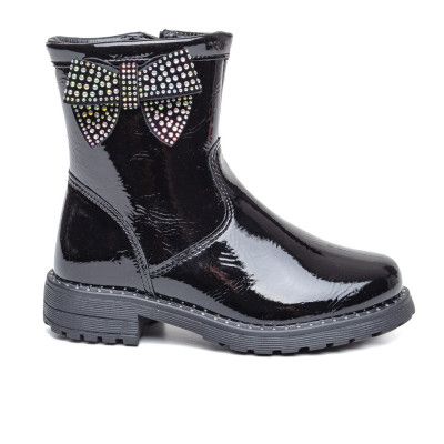 Детски Боти Shiny Black с панделка