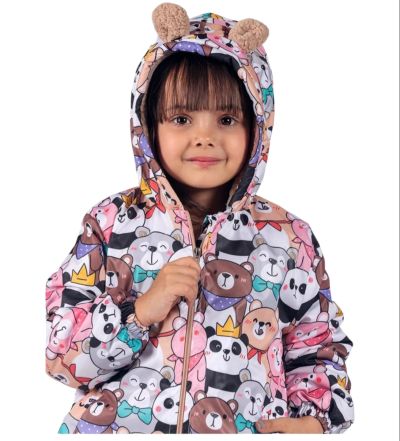 Есенно яке Miss Crispy за момиче с топла подплата, качулка и ушички