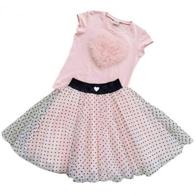 Очарователен официален комплект Contrast с пола и сърце