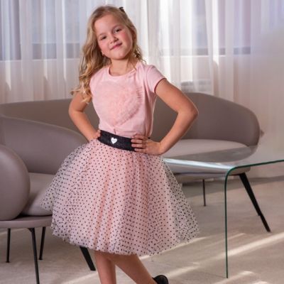 Очарователен официален комплект Contrast с пола и сърце