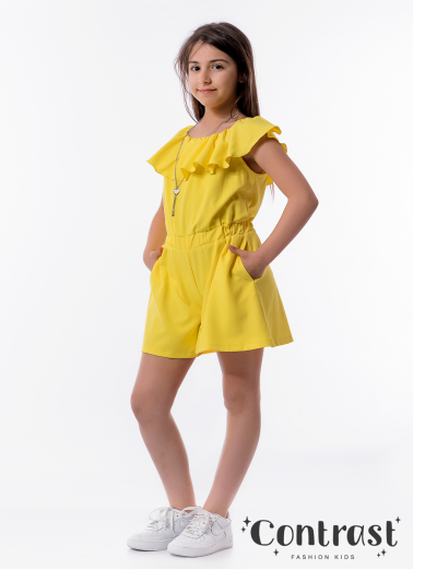 Къс гащеризон за момиче, жълт