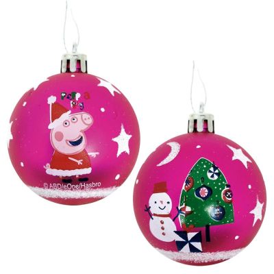 Пакет от 10 коледни топки за елха Peppa Pig с диаметър 6 см