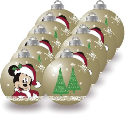 Пакет от 10 коледни топки за елха Disney Mickey Mouse с диаметър 6 см