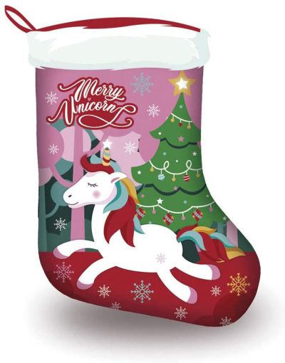 Коледен коплект от 2 части чорап и шапка, Еднорог, 42 см
