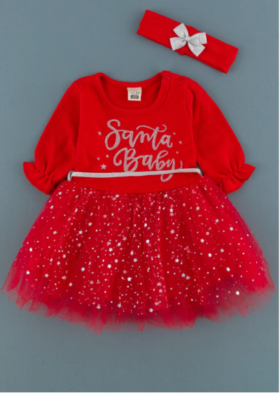 Детска коледна рокля Santa Baby - 68 см - 6месеца