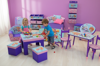 Детско легло, Paw Patrol, 140 x 70 см с ламелна рамка без матрак, МДФ дърво, синьо