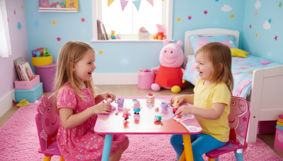 КОМПЛЕКТ ДЪРВЕНА МАСА PEPPA PIG (50X50X44CM) И 2 СТОЛОВА (26,5X26,5X50CM)