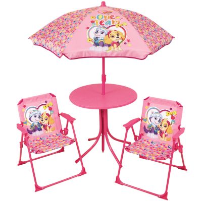 PAW Patrol Градински комплект Skye от 4 части - 2 стола + маса + чадър