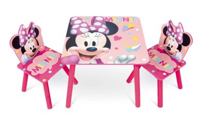 КОМПЛЕКТ ДЪРВЕНА МАСА Minnie Mouse  (50X50X44CM) И 2 СТОЛОВА (26,5X26,5X50CM)