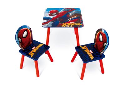 КОМПЛЕКТ ДЪРВЕНА МАСА SPIDER MAN  (50X50X44CM) И 2 СТОЛОВА (26,5X26,5X50CM)