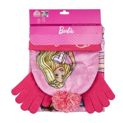 Barbie комплект шапка, шал, ръкавици