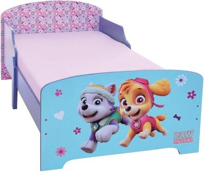 Детско легло, Paw Patrol, 140 x 70 см с ламелна рамка без матрак, МДФ дърво, синьо