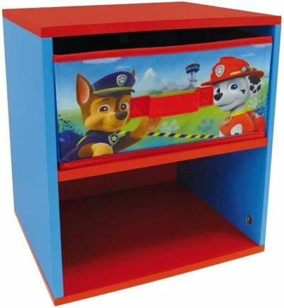 Paw Patro,l Children's Bedside Table with Drawer MDF Wood/Blue Non-woven, Fabric 33 x 30 x 36 cm