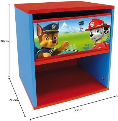 Paw Patro,l Children's Bedside Table with Drawer MDF Wood/Blue Non-woven, Fabric 33 x 30 x 36 cm