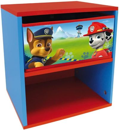 Paw Patro,l Children's Bedside Table with Drawer MDF Wood/Blue Non-woven, Fabric 33 x 30 x 36 cm