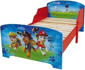 Детско легло, Paw Patrol, 140 x 70 см с ламелна рамка без матрак, МДФ дърво,Синьо, 140x70x59 см