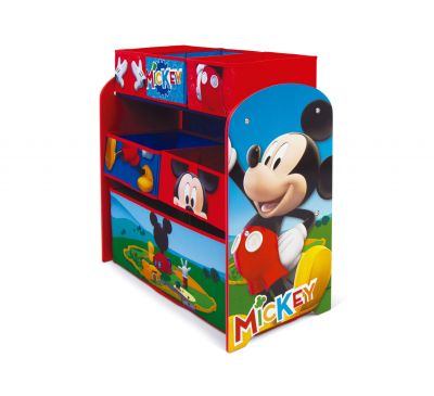 ДЪРВЕН ОРГАНИЗАТОР С 6 ТЕКСТИЛНИ КОШНИЦИ ЗА СЪХРАНЕНИЕ MICKEY MOUSE