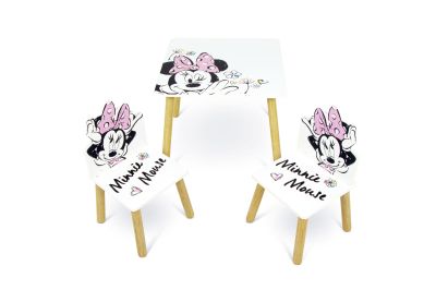 КОМПЛЕКТ ДЪРВЕНА МАСА Minnie Mouse  (50X50X44CM) И 2 СТОЛОВА (26,5X26,5X50CM)