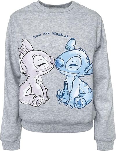  Disney Lilo and Stitch дамски суичър за момиче с щамповани памучни дълги ръкави