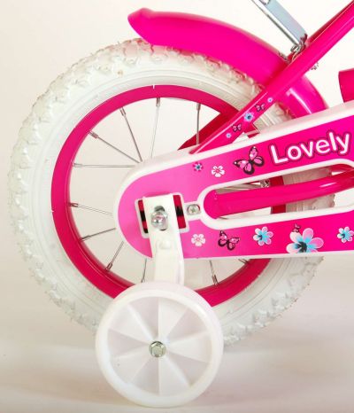 Детски велосипед Volare Lovely - за момичета - 12 инча - розово-бял - с две ръчни спирачки