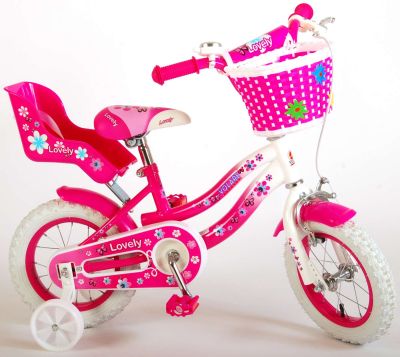Детски велосипед Volare Lovely - за момичета - 12 инча - розово-бял - с две ръчни спирачки