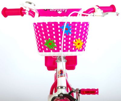 Детски велосипед Volare Lovely - за момичета - 12 инча - розово-бял - с две ръчни спирачки