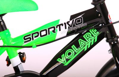 Детски велосипед Volare Sportivo 12″ с две ръчни спирачки, черно-зелен