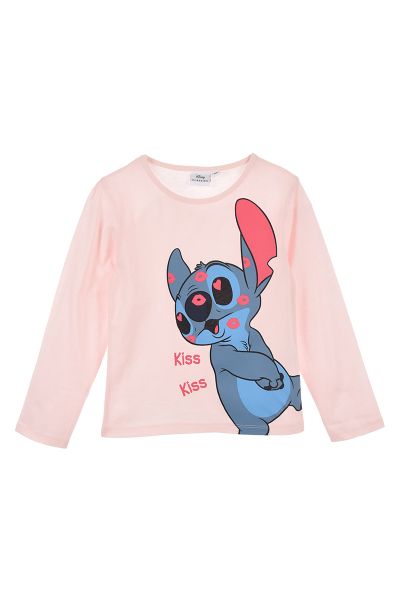 Детска блуза с дълъг ръкав – Disney Stitch, светлорозова (лицензиран продукт)