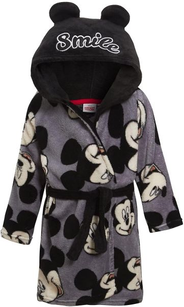 Момчешки халат от коралов полар с качулка и Мики Маус