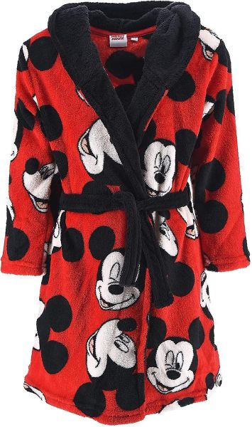 Момчешки халат от коралов полар с качулка и Мики Маус